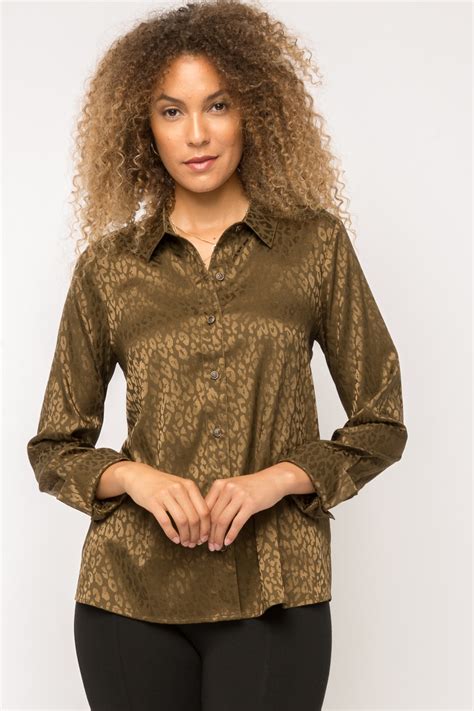 Leopard Jacquard Satin Shirt 